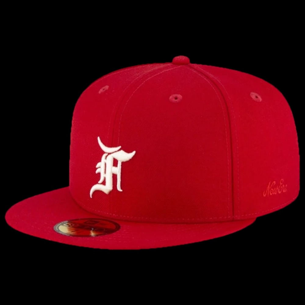 Red Fear of God hat Essentials x New Era cap